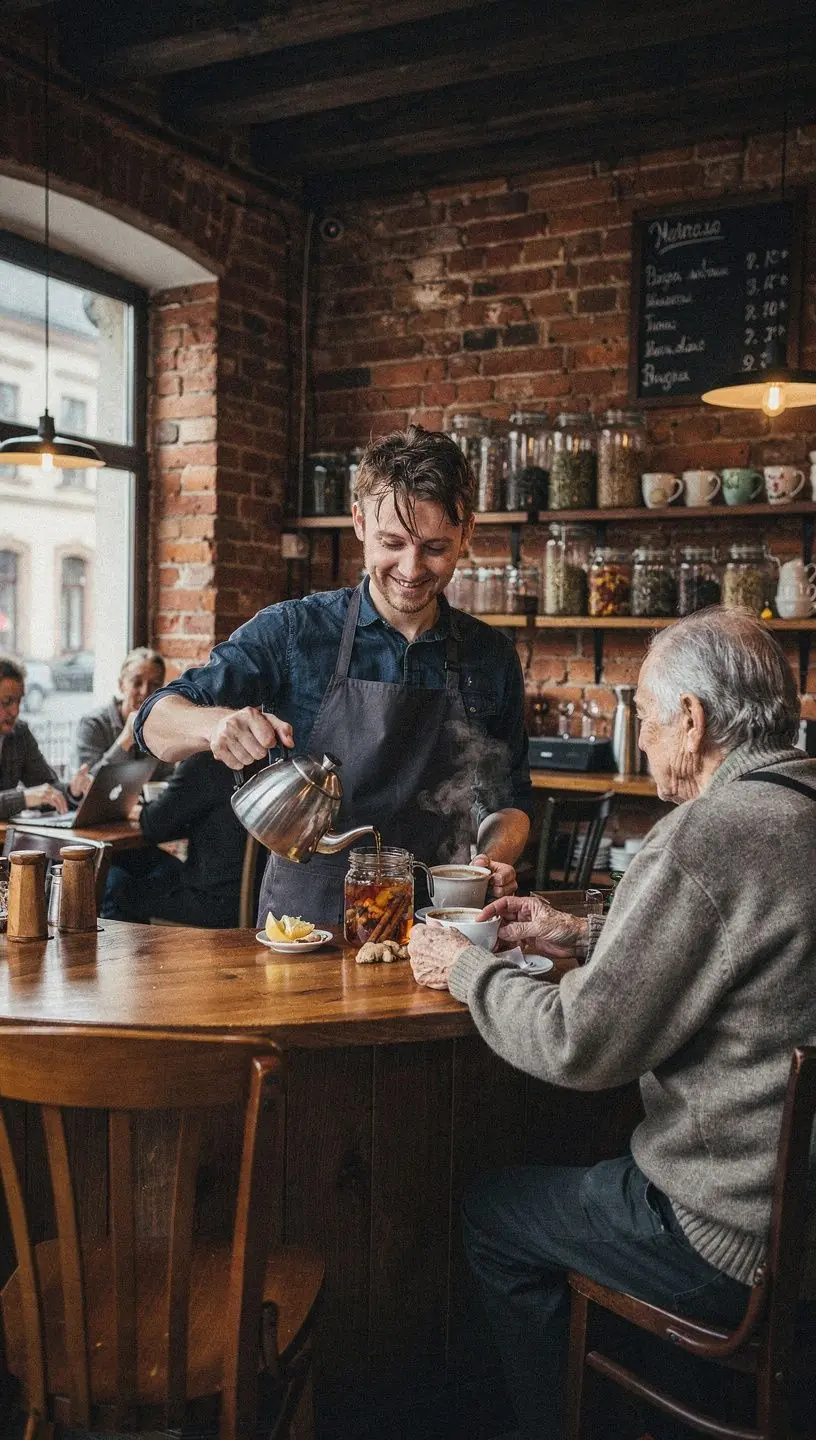 Šilta arbata su imbieru ir prieskoniais, skatinanti kraujotaką ir gerinanti savijautą.